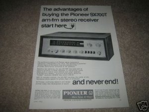 Pioneer SX-700t Vintage Receiver Ad from 1968,specs!