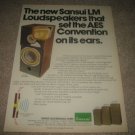 Sansui LM330,220,110 Speaker Ad from 1975,RARE!