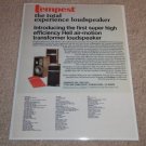 ESS Tempest Ad,1975, Heil Air Tweeter! Article, RARE!