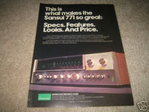 Sansui 771 Receiver Ad from 1974,color,perfect!