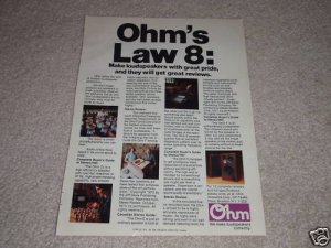 Ohm C2 Speaker Ad,Ohm E, H, L in ad also, Ohm's Law 8