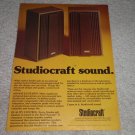 Studiocraft Speaker Ad, 1975,Article, Rare Ad!