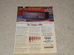 Cinepro 600x Amplifier Ad, 1995, Specs, Info, Article