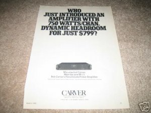 Carver Vintage Ad 1982 M-1.5, Monster Amp Ad, M-1.5t