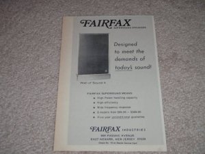 Fairfax Wall of Sound II Speaker Ad,Very Rare!1973 6x9"