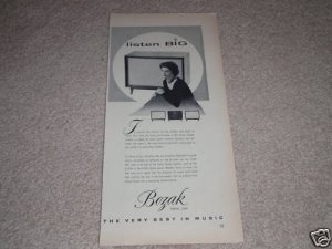 Bozak B-305,B-310a Speaker Ad, 1954,AMAZING! First!