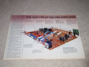 Adcom GFP-555 Preamp Ad,4 pgs,1987,Specs, Inside View