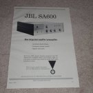 JBL SA600 Amplifier Ad, 1966, Rare Ad!