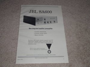 JBL SA600 Amplifier Ad, 1966, Rare Ad!
