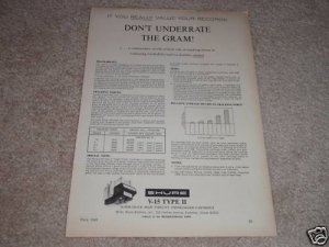 Shure V-15 II Cartridge Ad from 1969, Excellent!Article