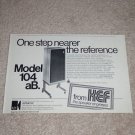KEF 104aB Speaker Ad, 1977, Article, 6"x9"