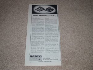 Rabco SL-8e,ST-4 Turntable Ad, 1971, Article, 6"x11"