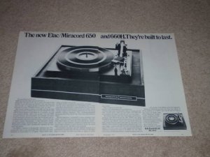 Elac/Miracord 650,660H Turtnable Ad, 1971,2 pgs, Info