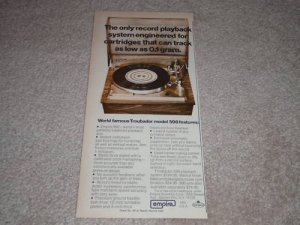 Empire 990 Turntable Ad, 1975, Article, Rare Ad! 6"x11"