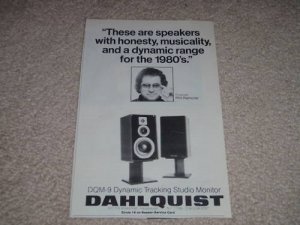 Dahlqist DQM-9 Speaker Ad, 1977, Phil Ramone! 6"x9"