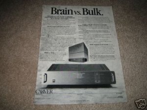 Carver M-1.0t Transfer Function Amp Ad from 1987