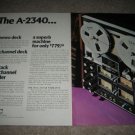 Teac A-2340 Reel to Reel Ad from 1975,2 pages,beautiful