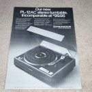 Pioneer PL-12c Turntable Ad, 1972, Article, RARE!