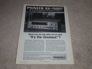 Pioneer SX-1500t Receiver Ad, 1969, Article, Specs
