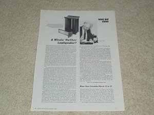 ESS Oskar Heil Article, 1973, 1 page, Heil Air Tweeter