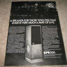 EPI Ad, 500 Speakers from 1980,Rare! Article,1 pg