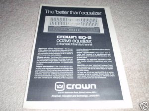 Crown EQ-2 Equalizer Ad from 1978