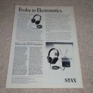 Stax SR-34 Pro,SR-84 Pro Ad, 1989,Article, Headphone Ad