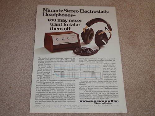 Marantz SE-1s Electrostatic Headphones Ad, 1974, Specs