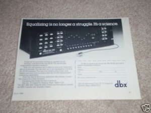 DBX 20/20 Eqalizer/Analyzer Ad,1981, 6"x9", Rare!