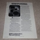 B&W 801 Speaker Ad, 1979,Article, RARE 1st one! Article