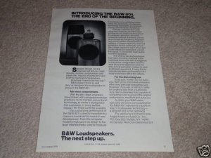B&W 801 Speaker Ad, 1979,Article, RARE 1st one! Article