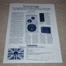 Celestion Ditton 33,15XR,UL6 Speaker Ad,1975,Full Specs