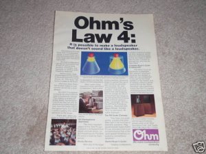 Ohm F Speaker Ad from 1978, color, article, very rare!