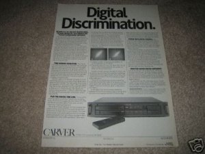 Carver DTL-200 CD Player Ad from 1987,specs