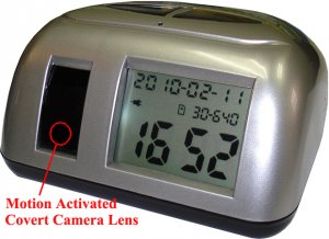 Motion Detection Clock DVR Camera, Cycling Recording Battery Power Backup, Date Time Stamp