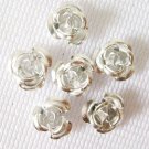 25 Aluminum Flower Beads Silver 6mm KU06-15