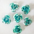 25 Aluminum Flower Beads Turquoise 6mm KU06-42