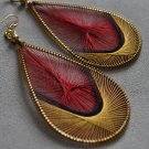 EARRINGS ~ Red & Gold Thread Pattern ~ 3 inches long