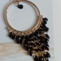 Earrings - Gold Shade Hoops with Black Accents/Shells