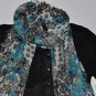 Scarf - Blue & Black Paisley Pattern Scarf FUNKY STYLE