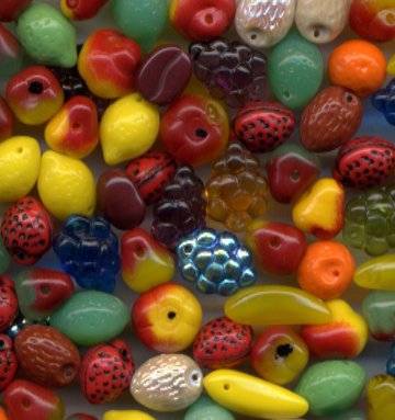 Carmen Miranda Fruit Glass Beads 50 pcs! Nice Mix