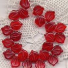 Red Czech Glass Leaves Beads - Valentines Day
