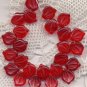 Red Czech Glass Leaves Beads - Valentines Day