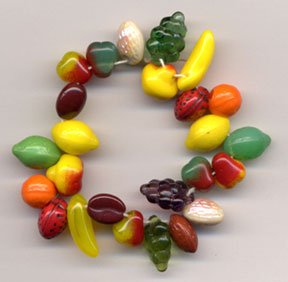 Fruit Salad Mix Glass Beads 25 PCS 2 of each + 3 grapes