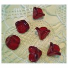 Ruby Red Czech Glass 3 Petal Trumpet Flower Beads