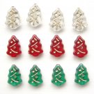 Glass Christmas Tree Beads  Glass Red Green and Crystal