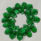 Green Leaves Glass Beads 14mm Christmas Holiday St Patrick's Day