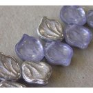Lilac with Silver Leaf Beads Vintage Style Czech Glass Gorgeous!