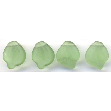 peridot Green Czech Glass Leaves Beads Vintage Style