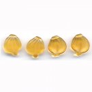 Gold Topaz Color Leaf Glass Beads Vintage Style Czech